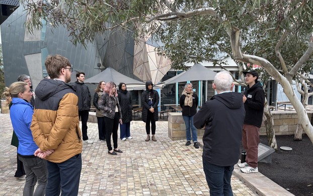 auDA staff attending a guided walking tour with the Koorie Heritage Trust in Melbourne.